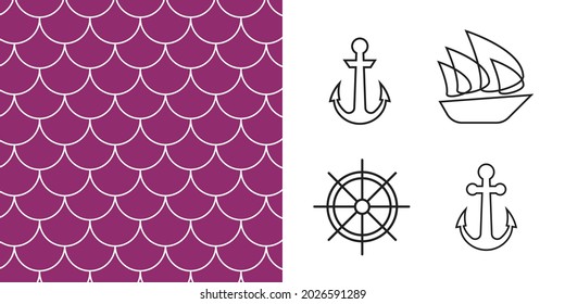vector de ilustración de patrón de peces. textura de sirena