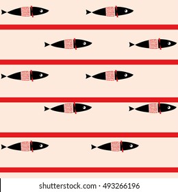 fish pattern line background vector illustration