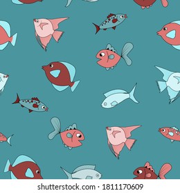 Fish pattern on turquoise background