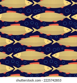 Fish pattern. For print. Picture. Vector school of fish pattern.