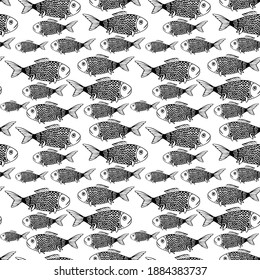 A lot of fish pattern. For printing on fabric.