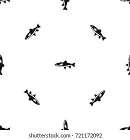 Fish pattern repeat seamless in black color for any design. Vector geometric illustration