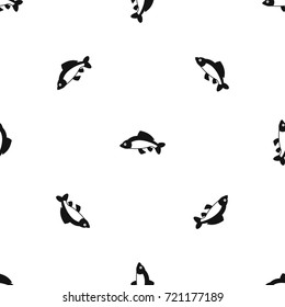 Fish pattern repeat seamless in black color for any design. Vector geometric illustration