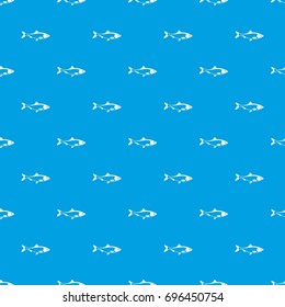 Fish pattern repeat seamless in blue color for any design. Vector geometric illustration