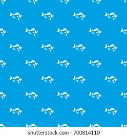 Fish pattern repeat seamless in blue color for any design. Vector geometric illustration