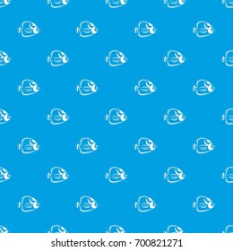 Fish pattern repeat seamless in blue color for any design. Vector geometric illustration
