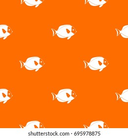 Fish pattern repeat seamless in orange color for any design. Vector geometric illustration