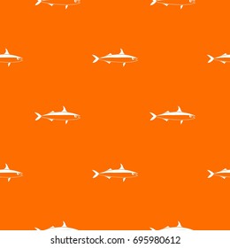 Fish pattern repeat seamless in orange color for any design. Vector geometric illustration