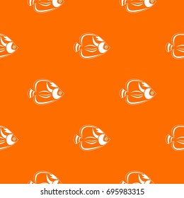 Fish pattern repeat seamless in orange color for any design. Vector geometric illustration