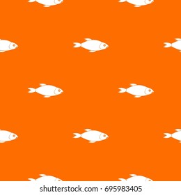 Fish pattern repeat seamless in orange color for any design. Vector geometric illustration