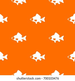 Fish pattern repeat seamless in orange color for any design. Vector geometric illustration