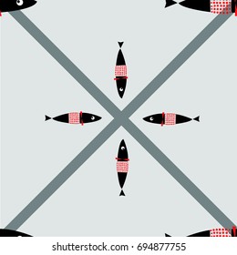 fish pattern seamless pattern lines vector illustration 