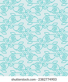 Fish pattern seamless symbol. Fishes background. Vector texture