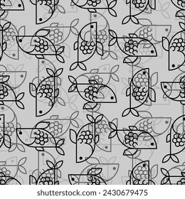 Fish pattern seamless symbol. Fishes background. Vector texture
