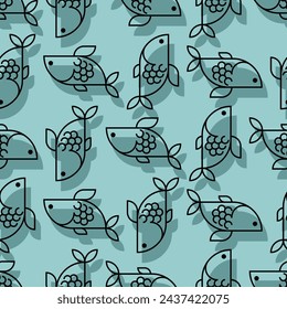 Fish pattern seamless symbol. Fishes background. Vector texture