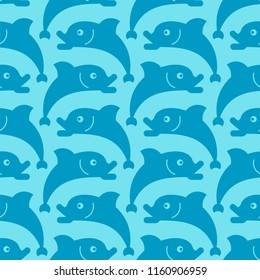 Fish pattern seamless. Underwater animal background. Vector ornament