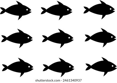Fish pattern silhouette flat vector illustration