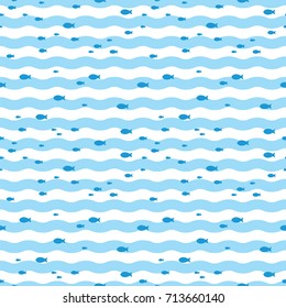 Fish pattern. Pattern fish swimming in blue sea. Fish swimming in sea print.