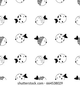 fish pattern white background seamless pattern vector illustration