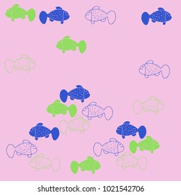 Fish pattern,stripes, spots, points. Hand drawn.
