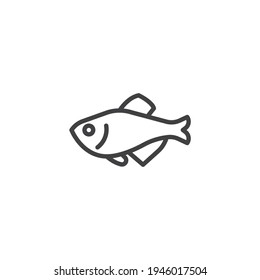 Fish pet line icon. linear style sign for mobile concept and web design. Aquarium fish outline vector icon. Symbol, logo illustration. Vector graphics