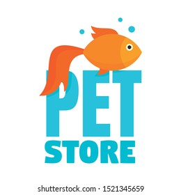 Fish pet store logo. Flat illustration of fish pet store vector logo for web design