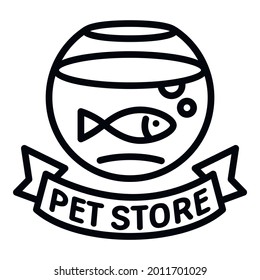 Fish pet store logo. Outline fish pet store vector logo for web design isolated on white background