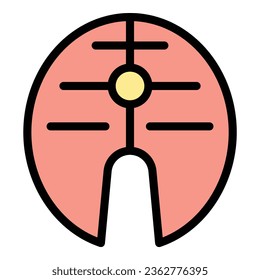 Fish piece icon outline vector. Paleo diet. Sea food color flat