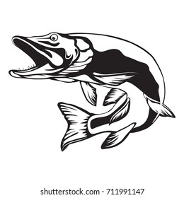 Fish Pike. Fishing Club Logo.