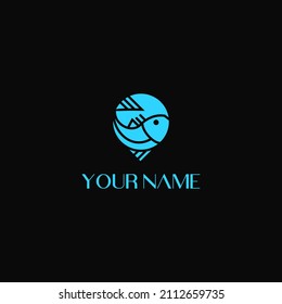 fish pin icon Logo Design Vector