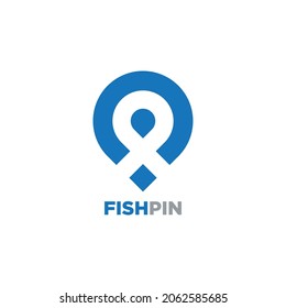 diseño del logotipo del pin de pescado con geometría
