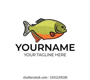 Fish piranha, logo design. Fish, animal, Amazon river and underwater life, vector design and illustration