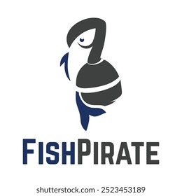 fish pirate flat minimalist design logo