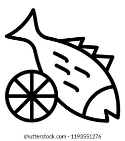 A fish placed with a lemon for cooking purpose