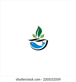 fish plant logo design creative