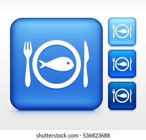 Fish Plate Colorful Square Button