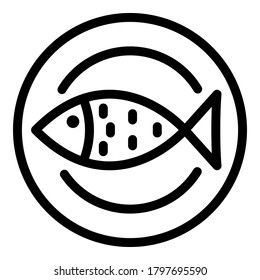 Fish plate icon. Outline fish plate vector icon for web design isolated on white background