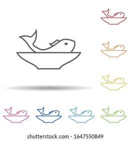 Fish in a plate in multi color style icon. Simple thin line, outline vector of food icons for ui and ux, website or mobile application
