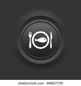 Fish Plate on Black Bevel Round Button