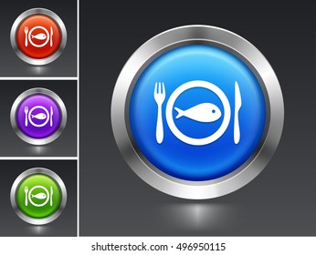 Fish Plate on Blue Round Button