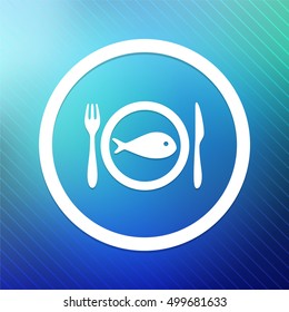 Fish Plate on Blue Round Button