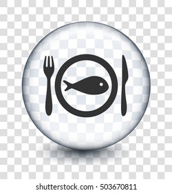 Fish Plate on Transparent Round Button