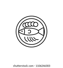 fish in a plate outline icon. Element of kitchen tools icon for mobile concept and web apps. Thin line fish in a plate outline icon can be used for web and mobile