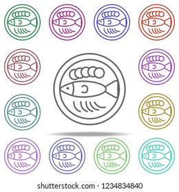 fish in a plate outline icon. Elements of restaurant in multi color style icons. Simple icon for websites, web design, mobile app, info graphics