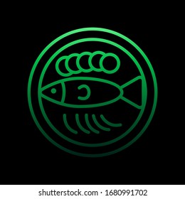 Fish in a plate outline nolan icon. Simple thin line, outline vector of restaurant icons for ui and ux, website or mobile application