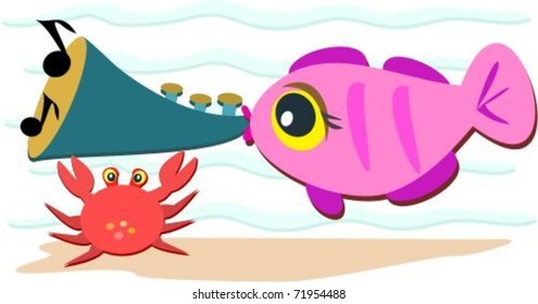 Fish Playing a Horn