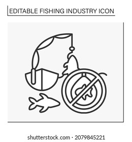  Fish poachers line icon. Catch fish illegally.Fishing industry concept. Isolated vector illustration. Editable stroke