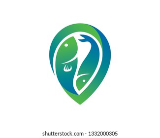 Fish Point Logo Template, Icon, Symbol - Vector