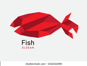 Fish polygon vector illustration,  web icon, sign, restaurant logo design

