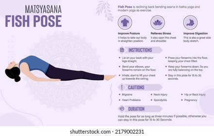 Fish Pose Yoga Guide And Benefits- Vector Illustration